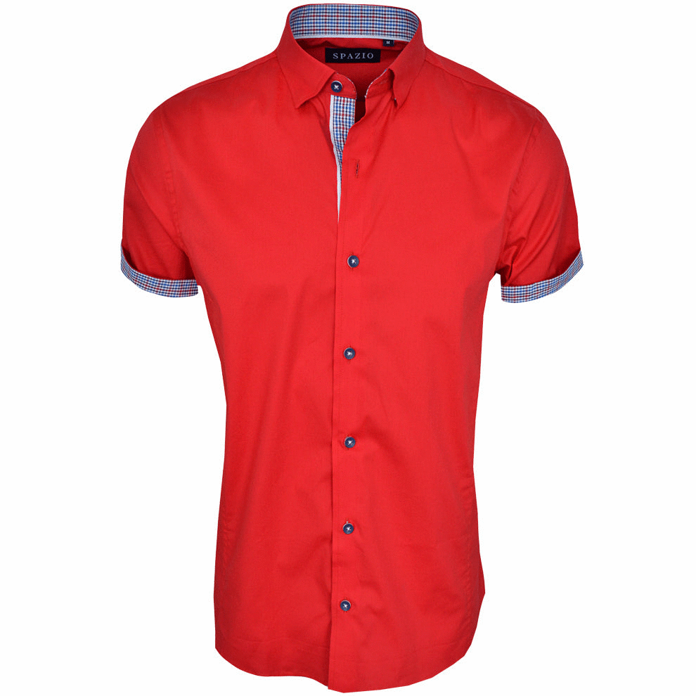 Mens short sleeve red dress shirt online